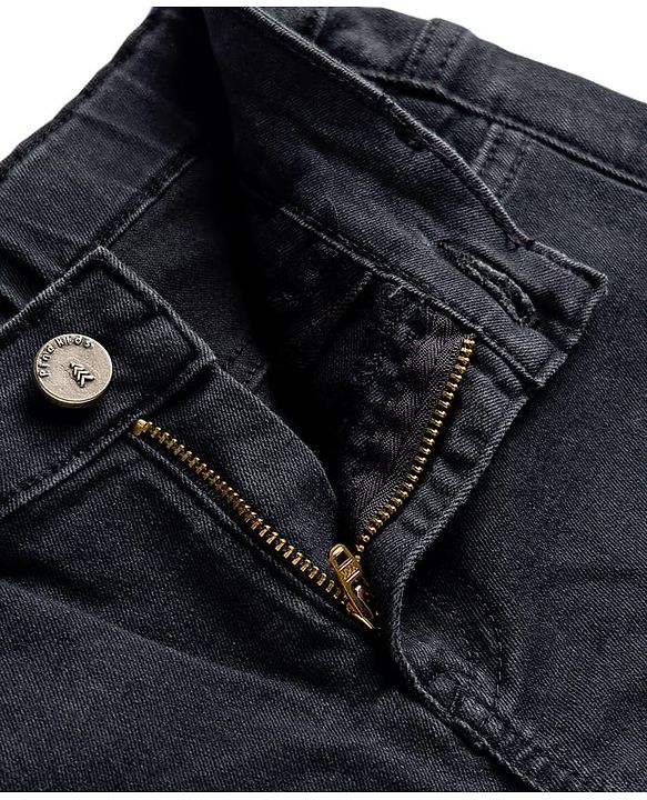 Pine Kids Woven Full Length Washed Denim Jeans - Black