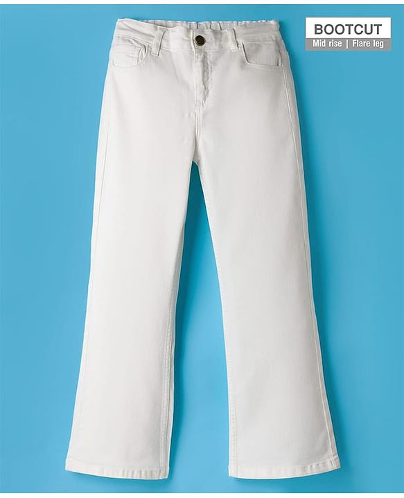 Pine Kids Denim Full Length Washed Jeans - White