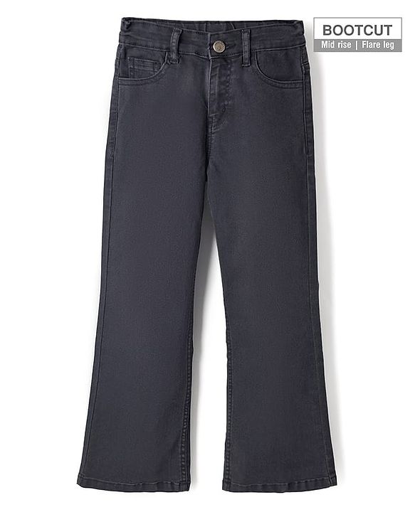 Pine Kids Denim Woven Full Length Washed Jeans - Black