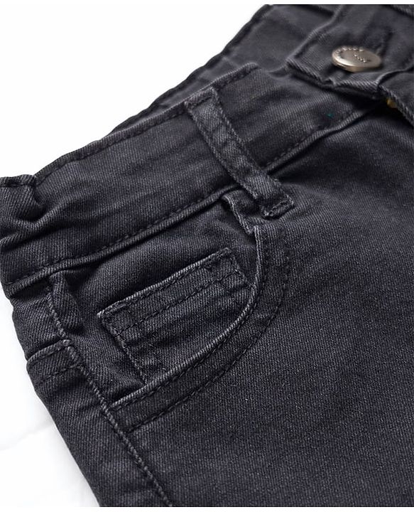 Pine Kids Denim Woven Full Length Washed Jeans - Black