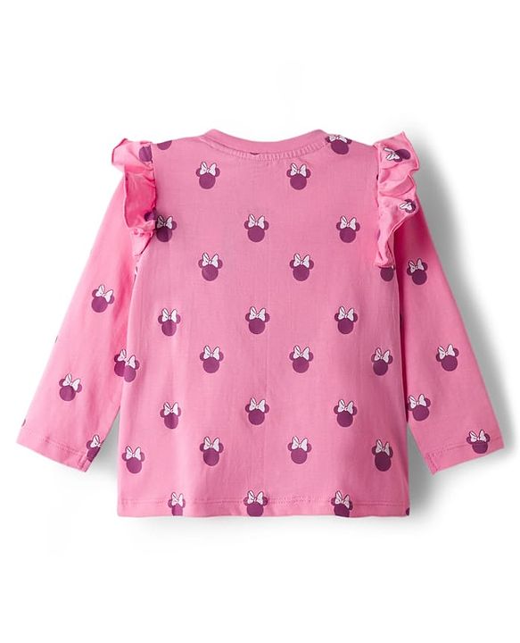 Babyhug Disney Single Jersey Knit Full Sleeves T-Shirts with Minnie Mouse Graphic & Frill Detailing Pack of 3 - Multicolor
