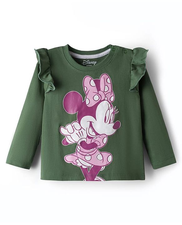 Babyhug Disney Single Jersey Knit Full Sleeves T-Shirts with Minnie Mouse Graphic & Frill Detailing Pack of 3 - Multicolor