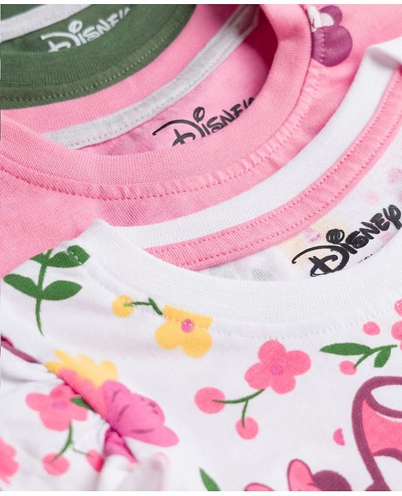 Babyhug Disney Single Jersey Knit Full Sleeves T-Shirts with Minnie Mouse Graphic & Frill Detailing Pack of 3 - Multicolor
