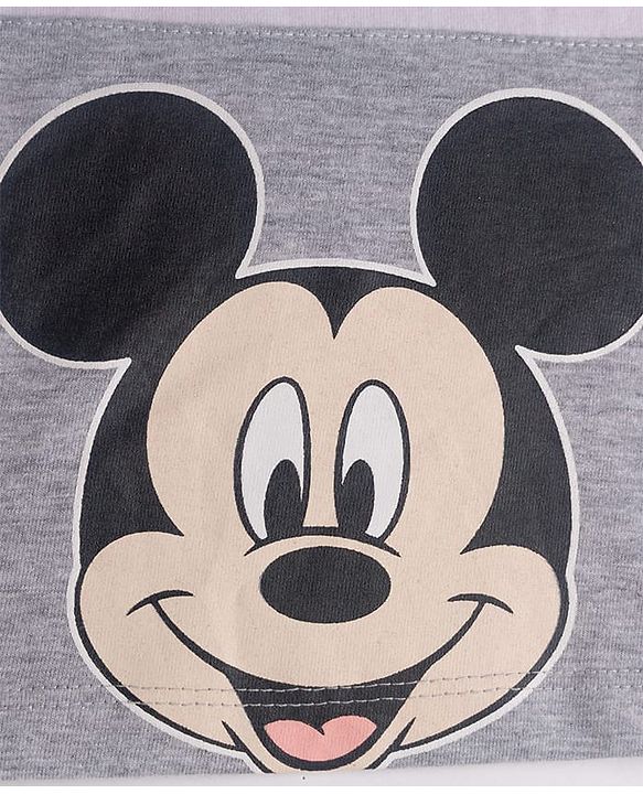 Babyhug Disney Single Jersey Knit Full Sleeves Cut & Sew T-Shirt & Lounge Pant Set with Mickey Mouse Graphic & Tape Detailing - Red