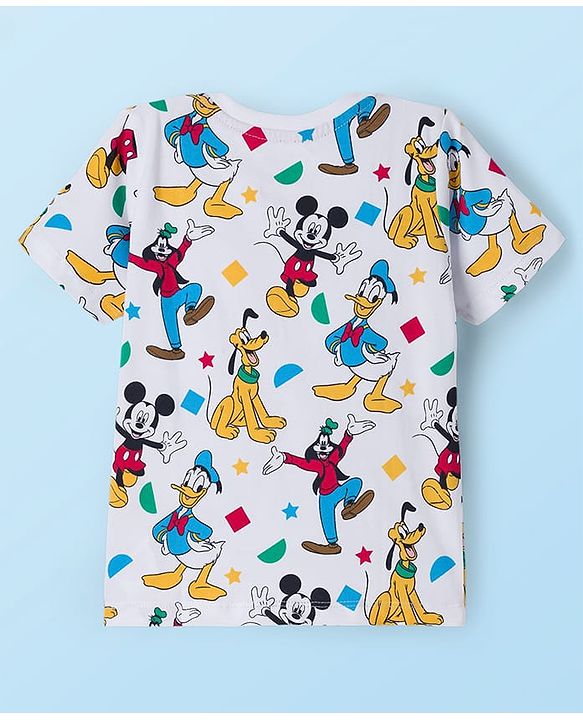 Babyhug Disney Single Jersey Knit Full Sleeves Hooded SweatJacket & Lounge Pant Set with T-Shirt & Mickey Mouse Graphic Pocket Detailing - Multicolor