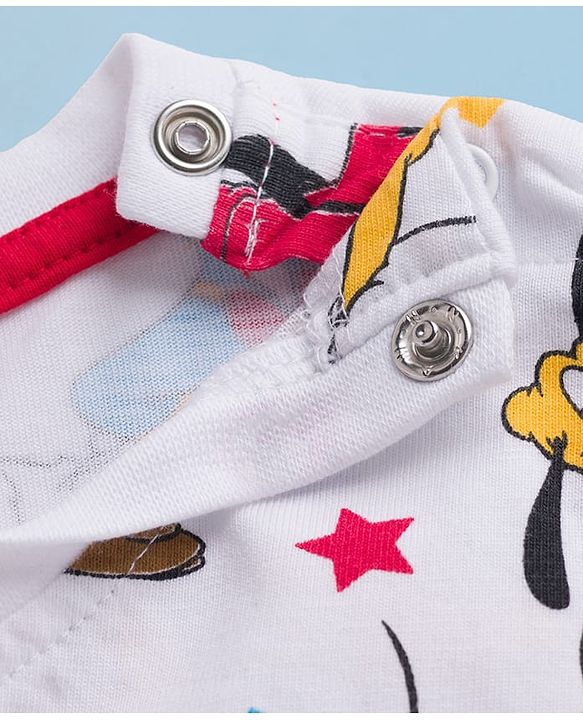 Babyhug Disney Single Jersey Knit Full Sleeves Hooded SweatJacket & Lounge Pant Set with T-Shirt & Mickey Mouse Graphic Pocket Detailing - Multicolor
