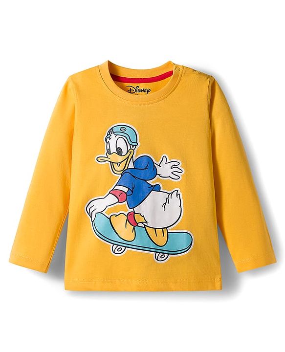 Babyhug Disney Single Jersey Knit Full Sleeves T-Shirts with Mickey & Friends Graphic Pack of 3 - Yellow Blue & Red