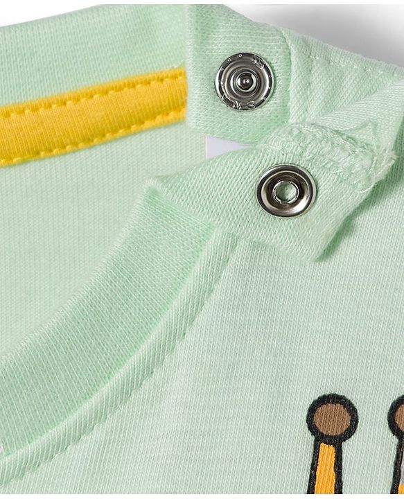 Babyhug 100% Cotton Knit Full Sleeves T-Shirt with Jungle Theme Print - Light Green