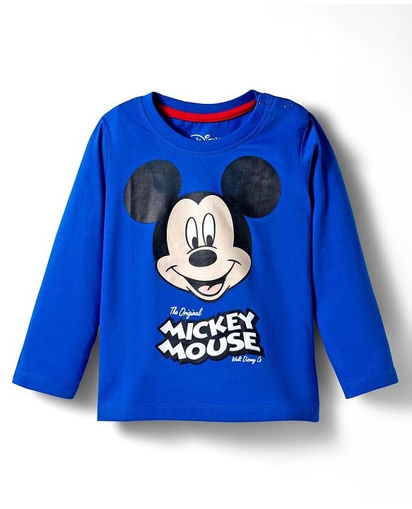 Babyhug Disney Single Jersey Knit Full Sleeves T-Shirts with Disney Characters Graphic Pack of 3 - Light Blue Orange & Blue
