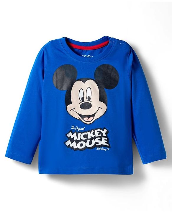 Babyhug Disney Single Jersey Knit Full Sleeves T-Shirts with Disney Characters Graphic Pack of 3 - Light Blue Orange & Blue