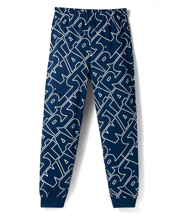 Pine Kids Lucas Single Jersey Knit Full Sleeves Night Suit with Star Wars Graphic - Navy Blue
