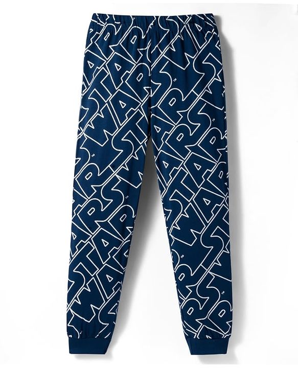 Pine Kids Lucas Single Jersey Knit Full Sleeves Night Suit with Star Wars Graphic - Navy Blue