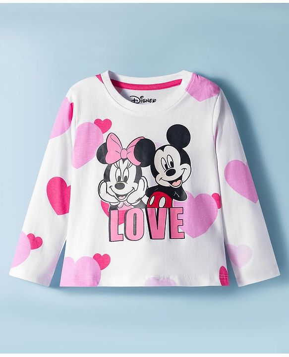 Babyhug Disney Single Jersey Knit Full Sleeves Night Suit with Minnie Graphic Pack of 2 - Pink & White