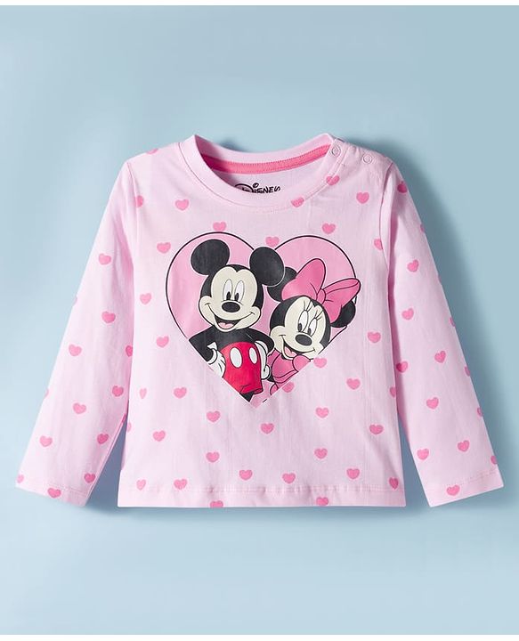 Babyhug Disney Single Jersey Knit Full Sleeves Night Suit with Minnie Graphic Pack of 2 - Pink & White