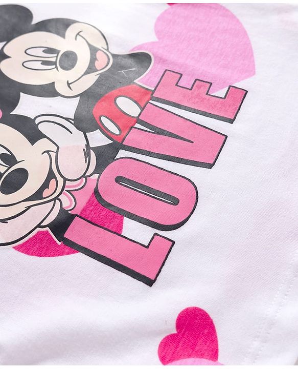 Babyhug Disney Single Jersey Knit Full Sleeves Night Suit with Minnie Graphic Pack of 2 - Pink & White