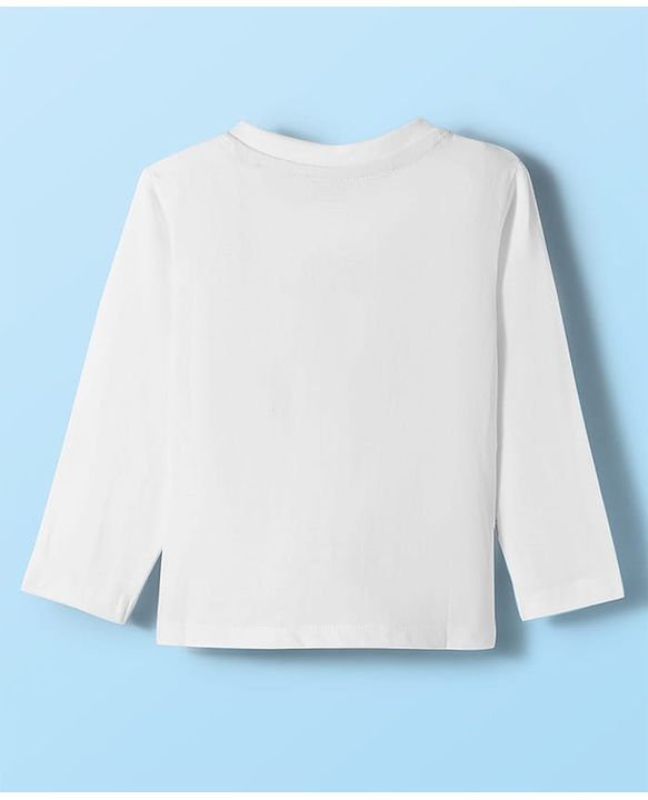 Babyhug 100% Cotton Knit Full Sleeves T-Shirt with Dino Print - White