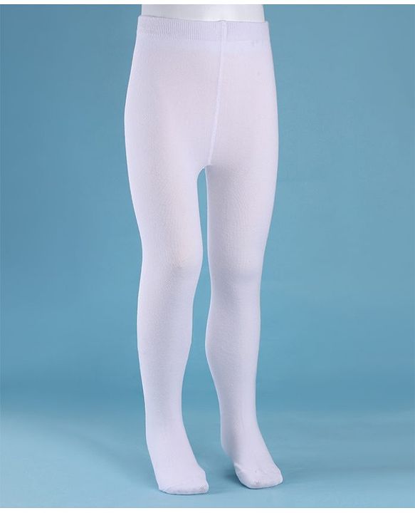 Cute Walk by Babyhug Knit Anti Bacterial Solid Footed Tights - White