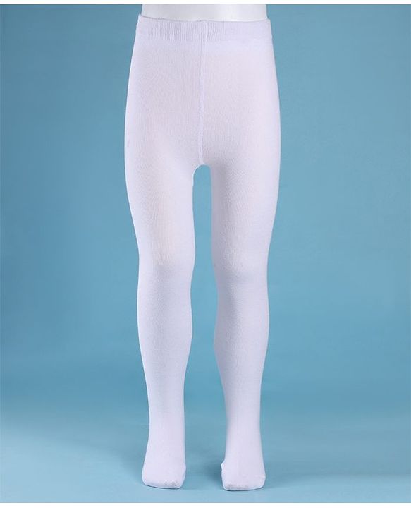 Cute Walk by Babyhug Knit Anti Bacterial Solid Footed Tights - White
