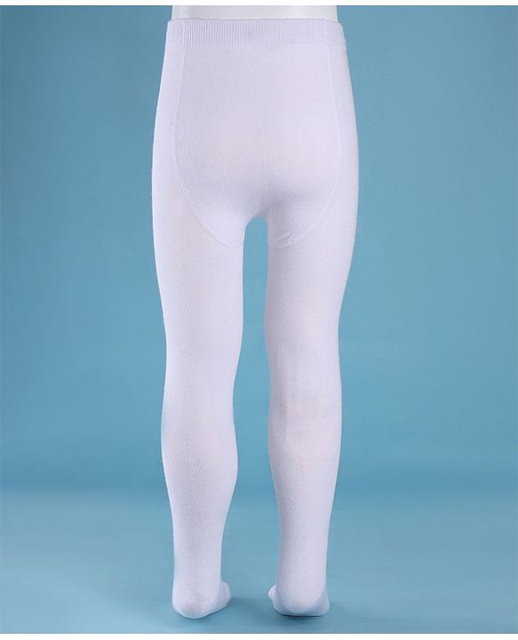Cute Walk by Babyhug Knit Anti Bacterial Solid Footed Tights - White
