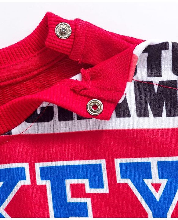 Babyhug Disney Terry Knit Drop Shoulder Full Sleeves Sweatshirt With Mickey Mouse Graphics - Multicolor
