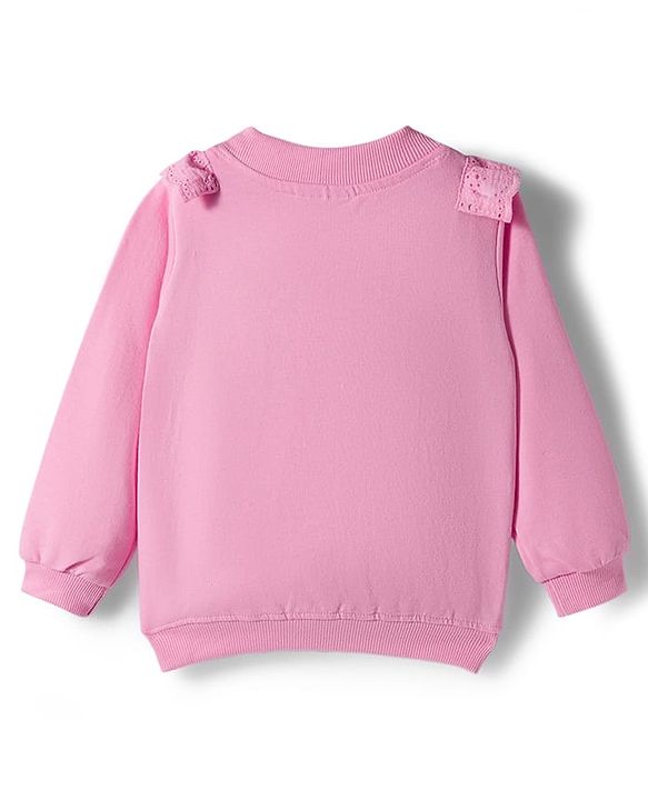 Babyhug Disney Terry Knit Full Frill Sleeves Sweatjacket With Marie Badge Detailing - Pink