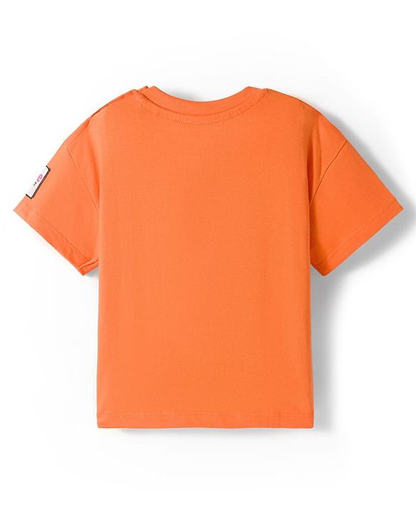 Babyhug Disney Single Jersey Knit Half Sleeves T-Shirt and Leggings with Marrie Graphic Badge Detailing - Orange & Black