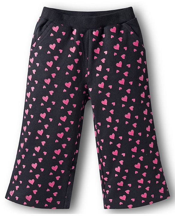 Babyhug Disney Terry Knit Drop Shoulder Sleeves Sweatshirt & Trackpant Set with Minnie & Friends Graphics & Frills & Badge Detailing - Dark Pink & Black