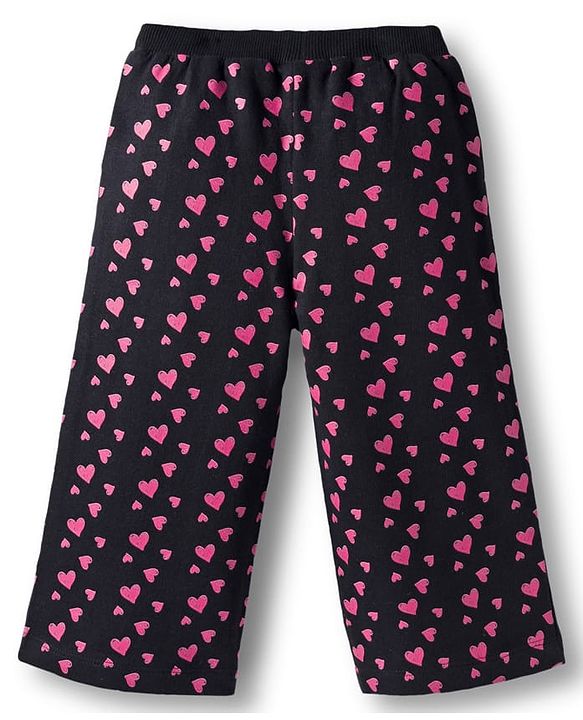 Babyhug Disney Terry Knit Drop Shoulder Sleeves Sweatshirt & Trackpant Set with Minnie & Friends Graphics & Frills & Badge Detailing - Dark Pink & Black