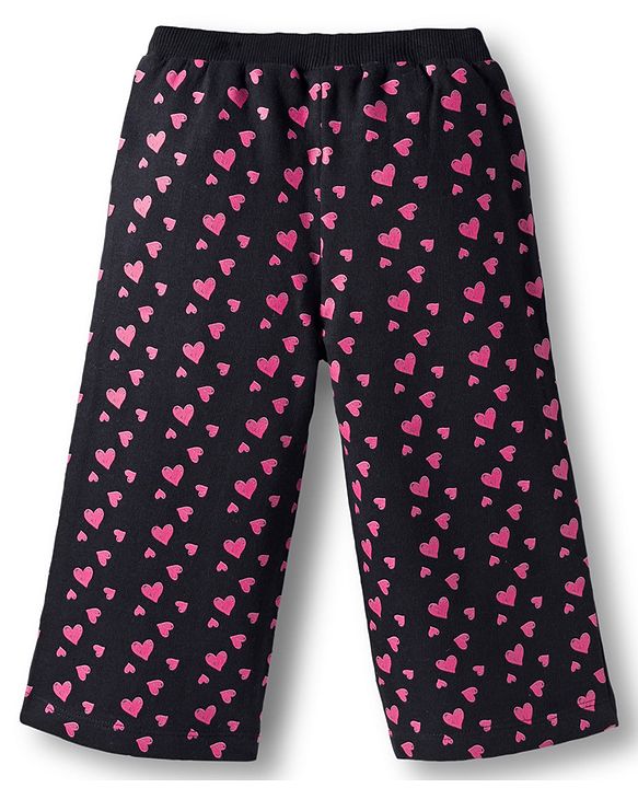Babyhug Disney Terry Knit Drop Shoulder Sleeves Sweatshirt & Trackpant Set with Minnie & Friends Graphics & Frills & Badge Detailing - Dark Pink & Black