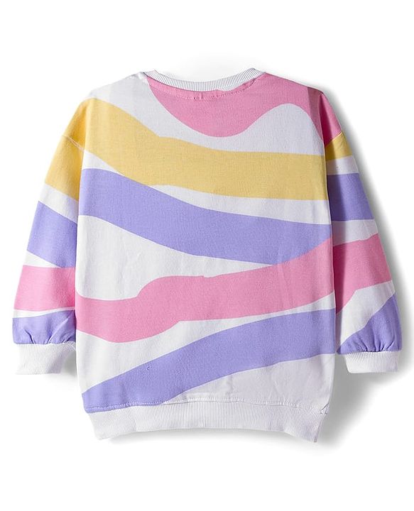 Babyhug Disney Terry Knit  Drop Shoulder Full Sleeves Sweatshirt and Leggings with Minnie & Friend Graphic Badge Detailing - Lilac