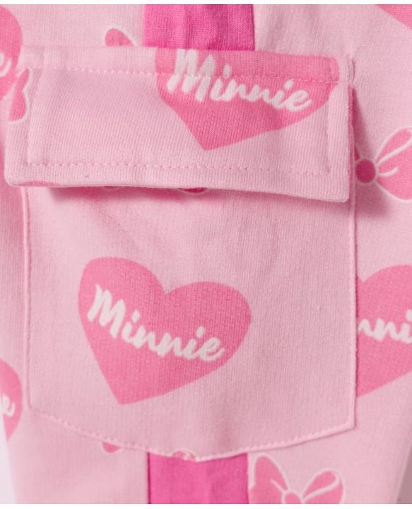 Babyhug Terry Knit Drop Shoulder Full Sleeves Hooded SweatJacket & Lounge Pant Set with T-Shirt Minnie & Friends Graphic - Pink