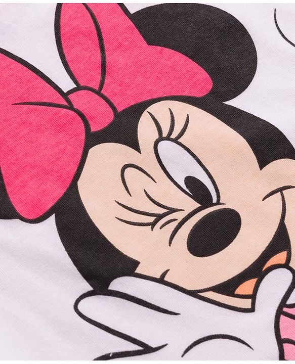 Babyhug Terry Knit Drop Shoulder Full Sleeves Hooded SweatJacket & Lounge Pant Set with T-Shirt Minnie & Friends Graphic - Pink