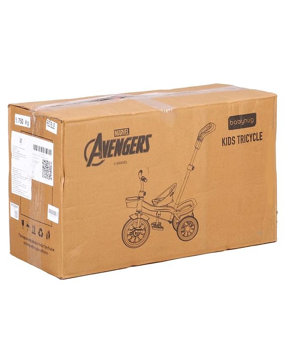 Babyhug Marvel Avengers Captain America Kids Tricycle with Parental Handle- Blue & Red| Antislip Pedals| Puncture Proof Wheels| Easy Assembling| Foldable Footrest| Toy for 2 to 5 year| Gifting Option