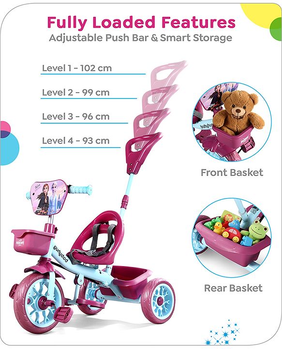 Babyhug Disney Mickey Kids Tricycle with Parental Push Handle- Red & Black| Antislip Pedals| Puncture Proof Wheels| Easy Assembling| Foldable Footrest| Toy for 2 to 5 year| Gifting Option