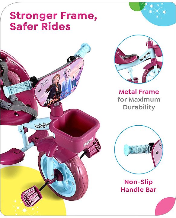 Babyhug Disney Mickey Kids Tricycle with Parental Push Handle- Red & Black| Antislip Pedals| Puncture Proof Wheels| Easy Assembling| Foldable Footrest| Toy for 2 to 5 year| Gifting Option
