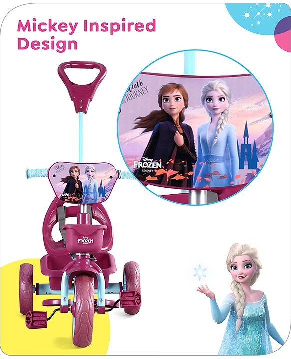 Babyhug Disney Mickey Kids Tricycle with Parental Push Handle- Red & Black| Antislip Pedals| Puncture Proof Wheels| Easy Assembling| Foldable Footrest| Toy for 2 to 5 year| Gifting Option