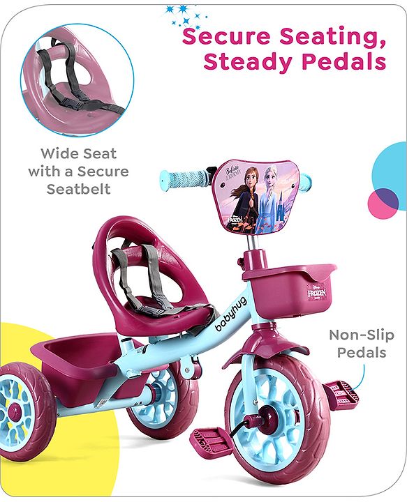 Babyhug Disney Mickey Kids Tricycle with Parental Push Handle- Red & Black| Antislip Pedals| Puncture Proof Wheels| Easy Assembling| Foldable Footrest| Toy for 2 to 5 year| Gifting Option