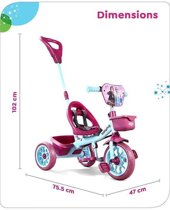 Babyhug Disney Mickey Kids Tricycle with Parental Push Handle- Red & Black| Antislip Pedals| Puncture Proof Wheels| Easy Assembling| Foldable Footrest| Toy for 2 to 5 year| Gifting Option