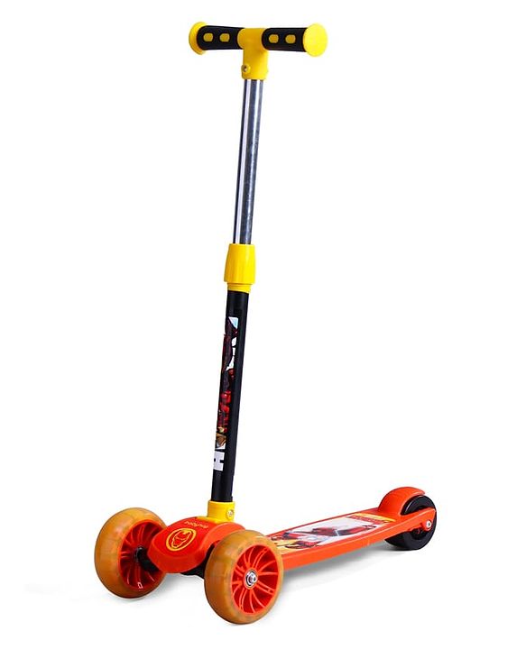 Babyhug Marvel Spider Man Kids 3 Wheel Scooter with Attractive Led Wheels|Compact Fold| Lean-to-Steer| Gifting Option| Physical Activity - Red & Blue
