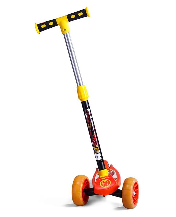 Babyhug Marvel Spider Man Kids 3 Wheel Scooter with Attractive Led Wheels|Compact Fold| Lean-to-Steer| Gifting Option| Physical Activity - Red & Blue