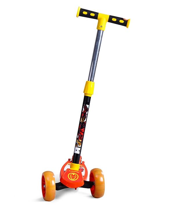 Babyhug Marvel Spider Man Kids 3 Wheel Scooter with Attractive Led Wheels|Compact Fold| Lean-to-Steer| Gifting Option| Physical Activity - Red & Blue
