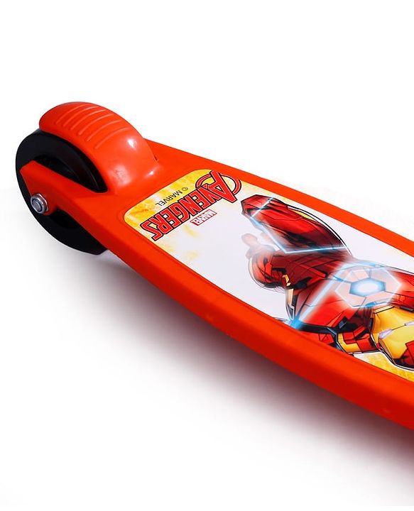 Babyhug Marvel Spider Man Kids 3 Wheel Scooter with Attractive Led Wheels|Compact Fold| Lean-to-Steer| Gifting Option| Physical Activity - Red & Blue