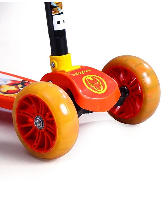 Babyhug Marvel Spider Man Kids 3 Wheel Scooter with Attractive Led Wheels|Compact Fold| Lean-to-Steer| Gifting Option| Physical Activity - Red & Blue