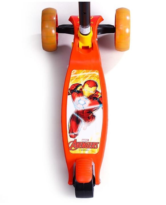 Babyhug Marvel Spider Man Kids 3 Wheel Scooter with Attractive Led Wheels|Compact Fold| Lean-to-Steer| Gifting Option| Physical Activity - Red & Blue