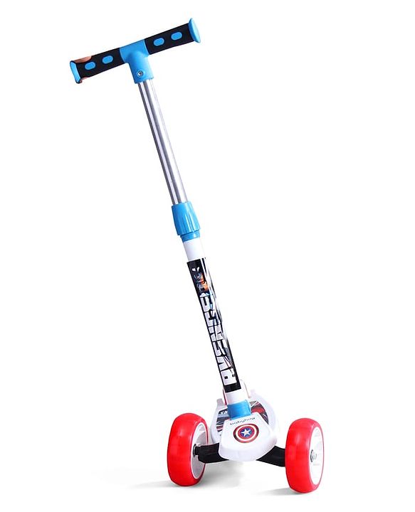 Babyhug Marvel Spider Man Kids 3 Wheel Scooter with Attractive Led Wheels|Compact Fold| Lean-to-Steer| Gifting Option| Physical Activity - Red & Blue