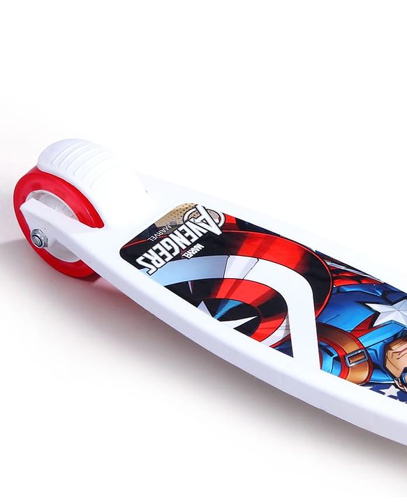 Babyhug Marvel Spider Man Kids 3 Wheel Scooter with Attractive Led Wheels|Compact Fold| Lean-to-Steer| Gifting Option| Physical Activity - Red & Blue
