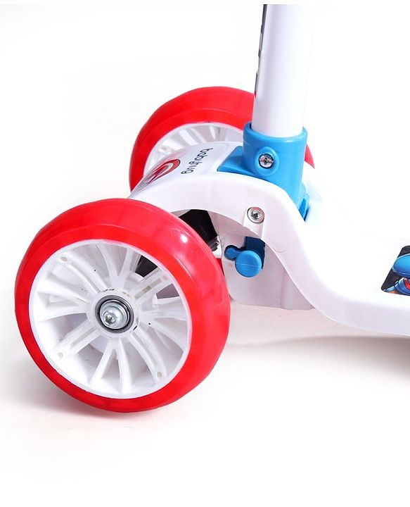 Babyhug Marvel Spider Man Kids 3 Wheel Scooter with Attractive Led Wheels|Compact Fold| Lean-to-Steer| Gifting Option| Physical Activity - Red & Blue