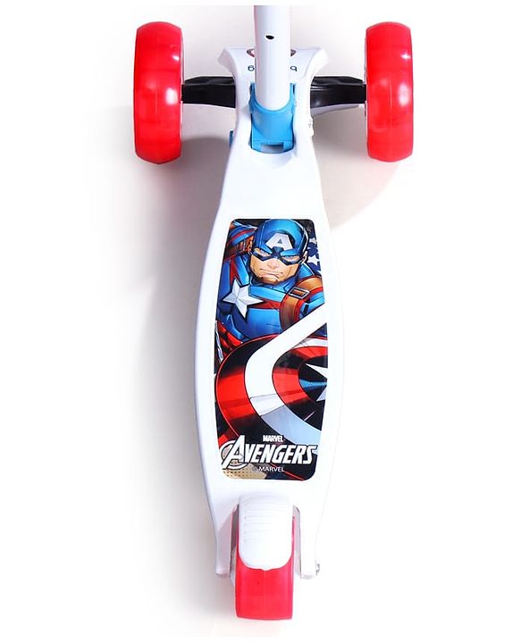 Babyhug Marvel Spider Man Kids 3 Wheel Scooter with Attractive Led Wheels|Compact Fold| Lean-to-Steer| Gifting Option| Physical Activity - Red & Blue