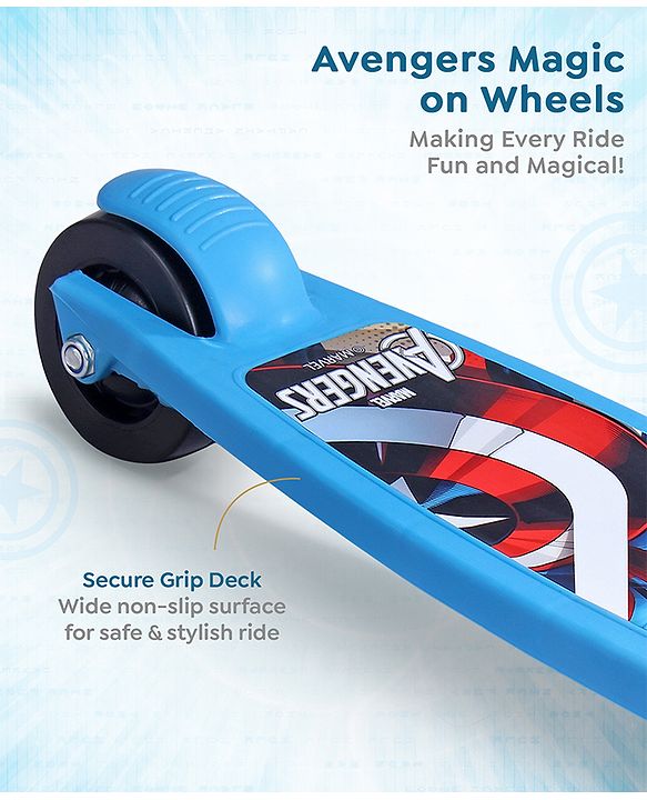 Babyhug Marvel Spider Man Kids 3 Wheel Scooter with Attractive Led Wheels|Compact Fold| Lean-to-Steer| Gifting Option| Physical Activity - Red & Blue