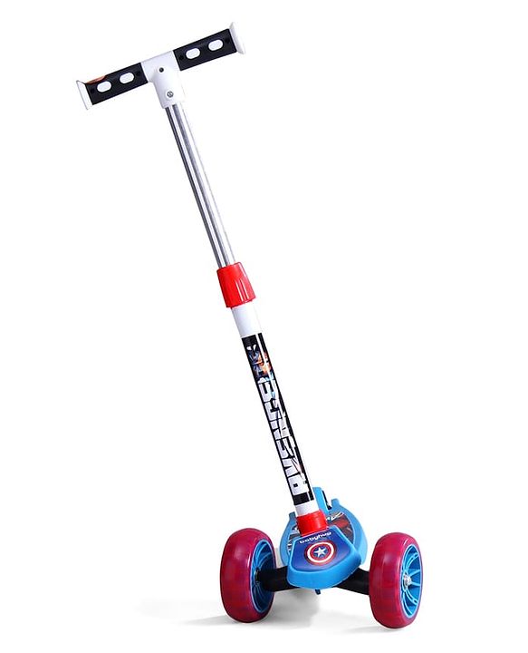 Babyhug Marvel Spider Man Kids 3 Wheel Scooter with Attractive Led Wheels|Compact Fold| Lean-to-Steer| Gifting Option| Physical Activity - Red & Blue